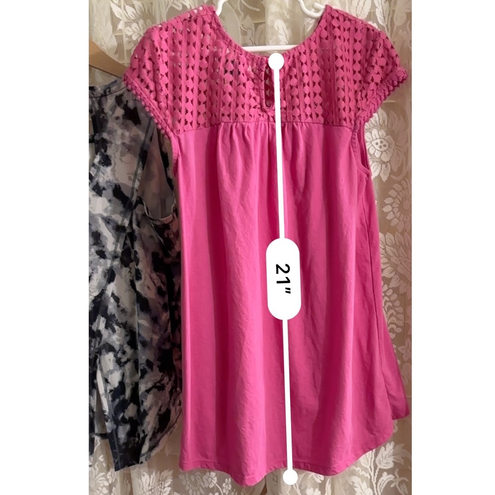 Old Navy Active Tank Top Set of 2 Tie Dye & Crochet Pink Top Size L(10-12) - Picture 2 of 13